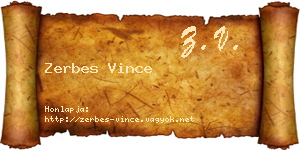 Zerbes Vince névjegykártya